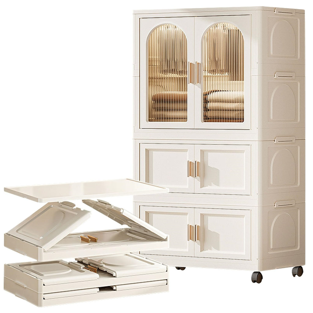 Furnny Folding Wardrobe Layered Storage for Kids Movable Caster Wheels - 2 Layers