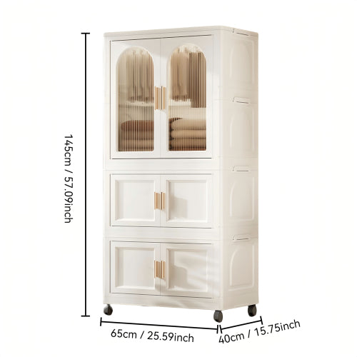 Furnny Folding Wardrobe Layered Storage for Kids Movable Caster Wheels - 2 Layers
