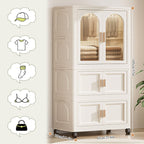 Furnny Folding Wardrobe Layered Storage for Kids Movable Caster Wheels - 2 Layers