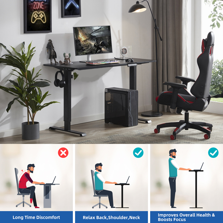 Furnny Height Adjustable Office Desk  Electric Standing Desk with Desk Top - Black