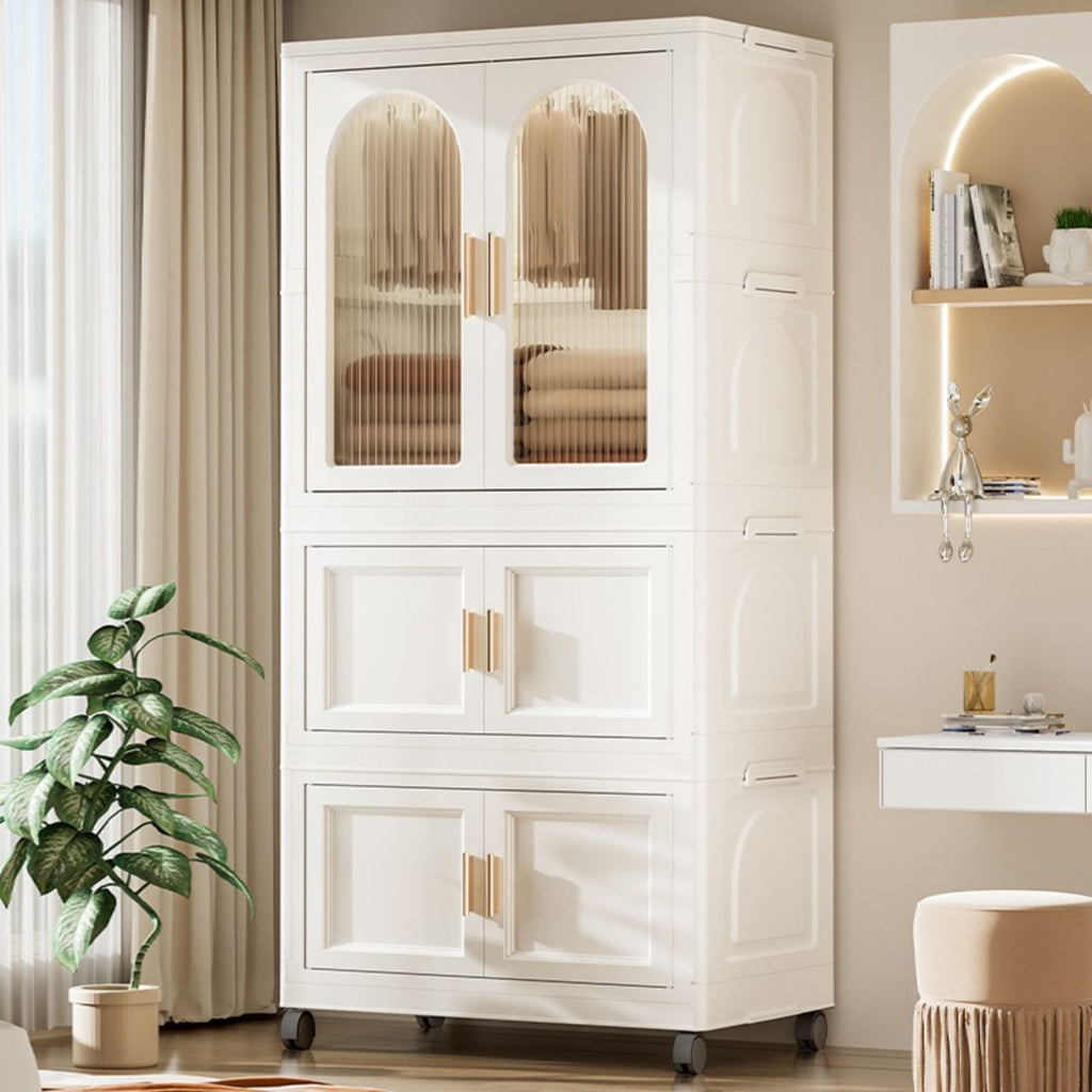 Furnny Folding Wardrobe Layered Storage for Kids Movable Caster Wheels - 2 Layers