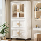 Furnny Folding Wardrobe Layered Storage for Kids Movable Caster Wheels - 2 Layers