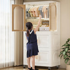 Furnny Folding Wardrobe Layered Storage for Kids Movable Caster Wheels - 2 Layers