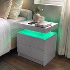 Furnny ML132 Nightstand with LED lights, 2 Drawer