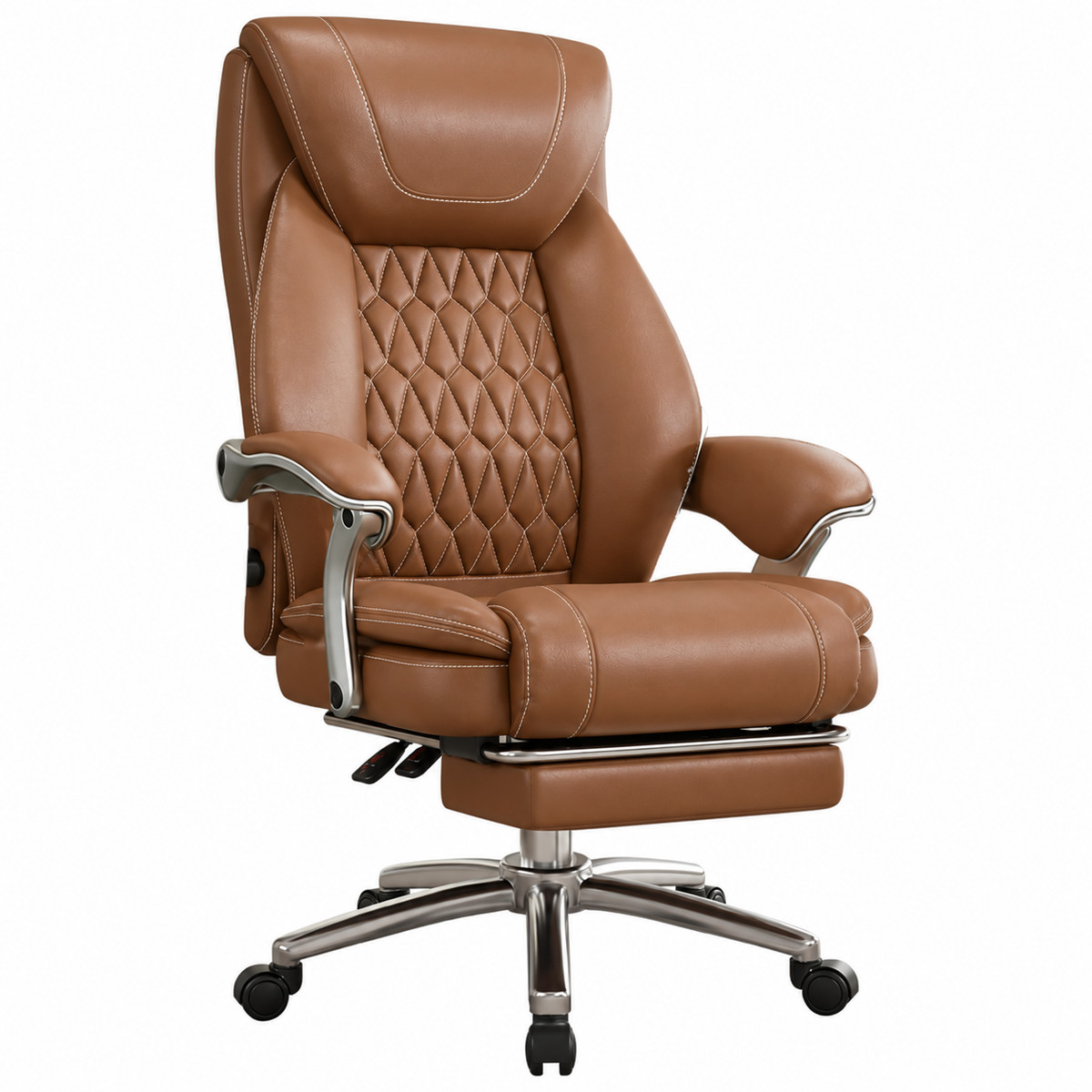 Furnny 616B Executive Leather Office Chair with Adjustable Lumbar and Footrest