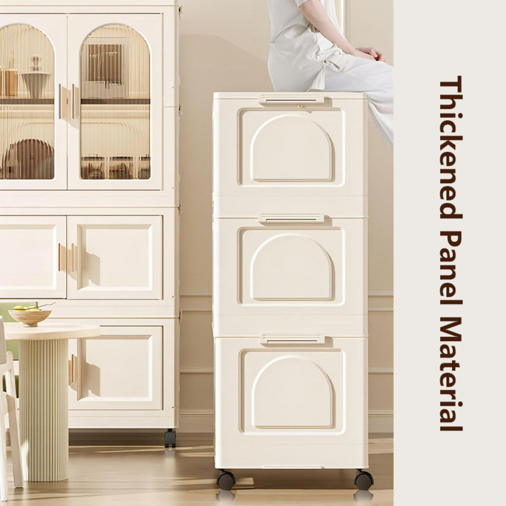 Furnny Folding Wardrobe Layered Storage for Kids Movable Caster Wheels - 3 Layers