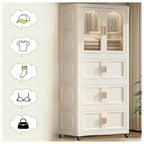 Furnny Folding Wardrobe Layered Storage for Kids Movable Caster Wheels - 3 Layers