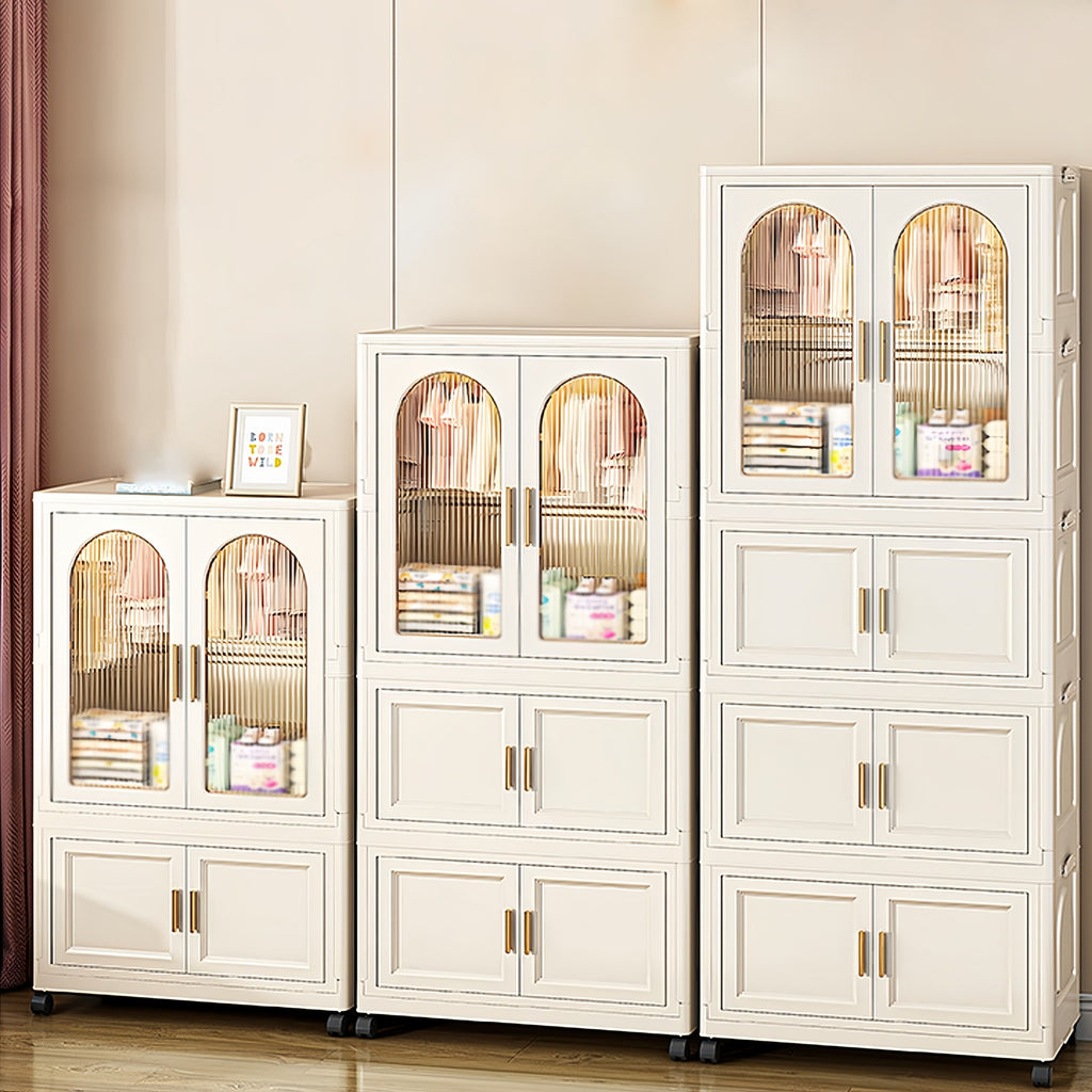 Furnny Folding Wardrobe Layered Storage for Kids Movable Caster Wheels - 2 Layers