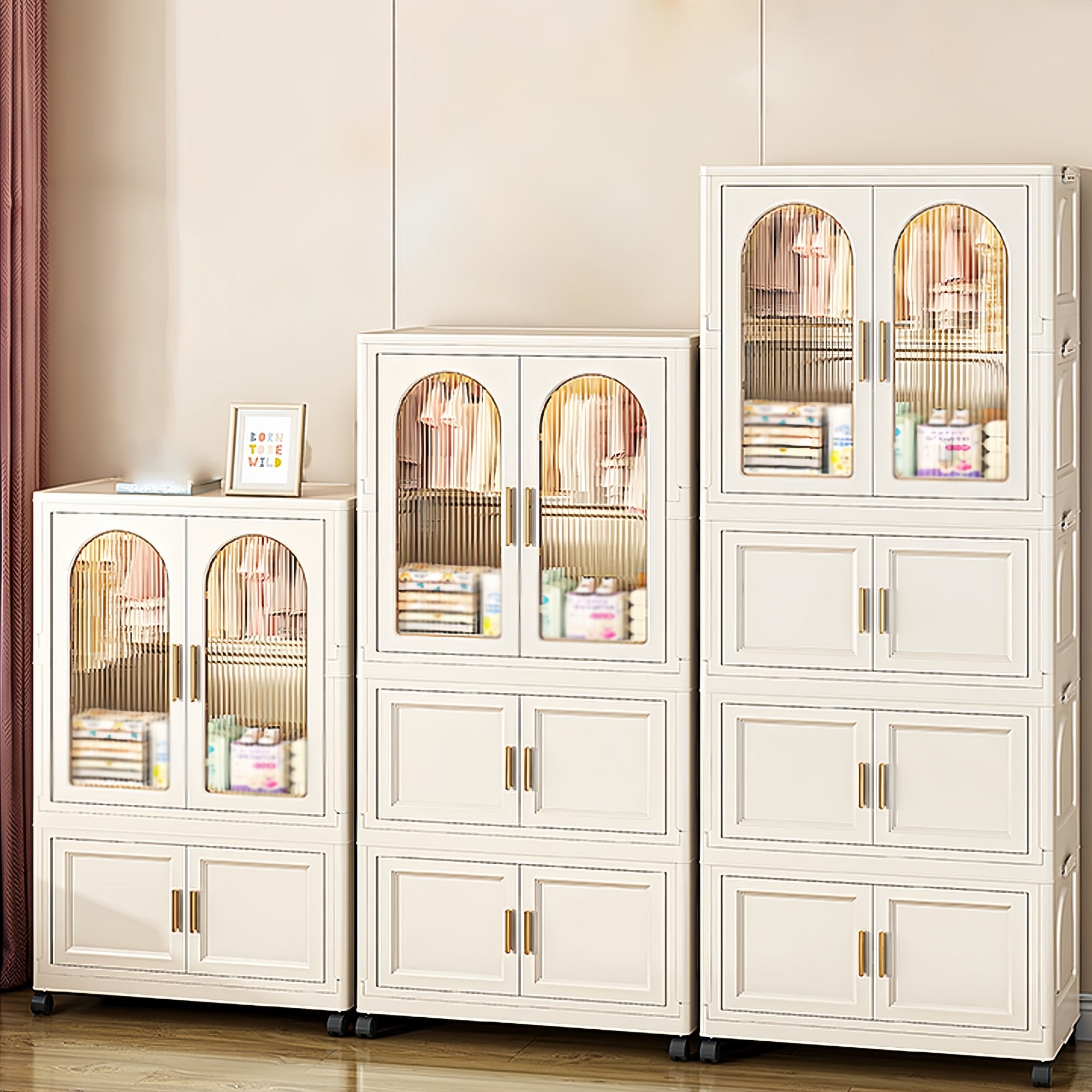 Furnny Folding Wardrobe Layered Storage for Kids Movable Caster Wheels - 3 Layers
