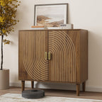 Furnny Walnut Wood Grain Cabinet Wood Storage Cabinet with Adjustable Shelf