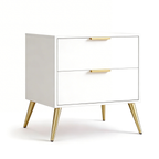 Furnny WD Modern 2 Drawer Bedside Table Nightstand with Gold Metal Legs