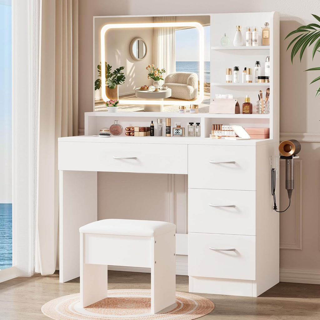 Furnny MLC2 Smart LED Mirror Makeup Vanity  with EU Charging Ports/Stool/Drawers