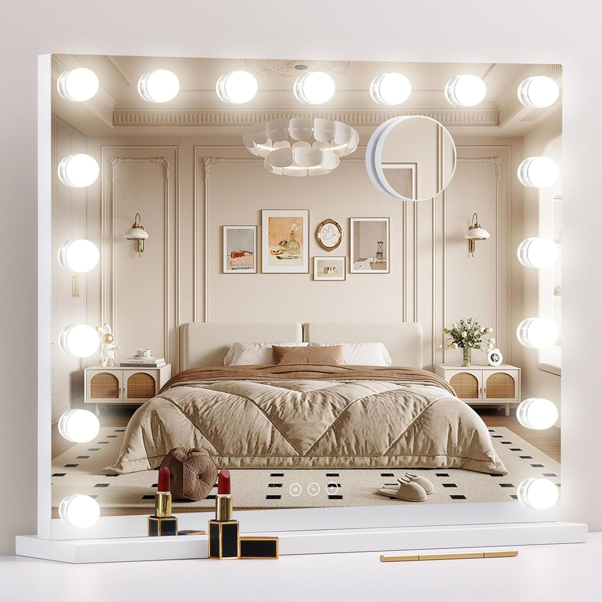 Furnny 1012DP Hollywood LED Vanity Mirror with 3 Colour Modes, USB & Type-C and 10X Mirror