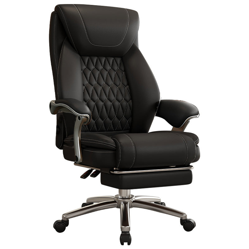 Furnny 616B Executive Leather Office Chair with Adjustable Lumbar and Footrest