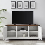 Furnny Farmhouse Nightstand with Charging Station, Rustic 18 Inch End Table with 2 Storage Drawers and Open Shelf