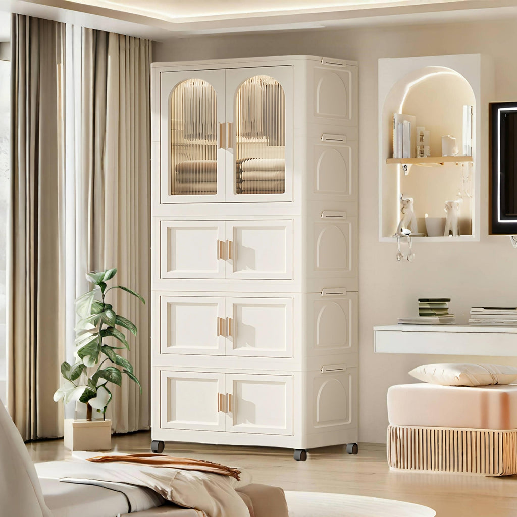 Furnny Folding Wardrobe Layered Storage for Kids Movable Caster Wheels - 3 Layers