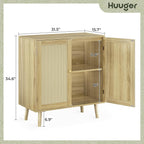 Furnny Rattan Cabinet with Storage Storage Cabinet with Rattan Decor Doors