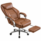 Furnny 616B Executive Leather Office Chair with Adjustable Lumbar and Footrest