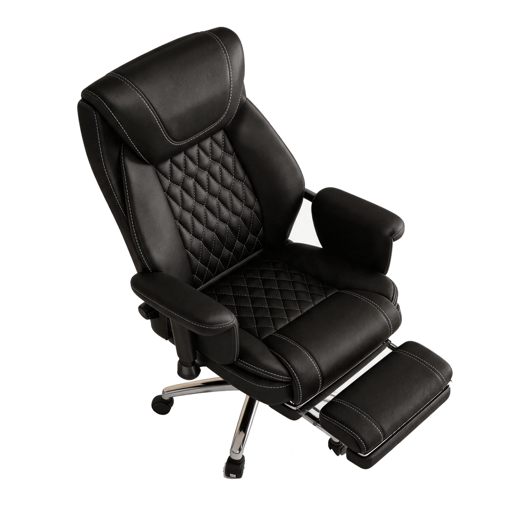 Furnny 616A Executive Leather Office Chair Adjustable Lumbar/Armrest and Footrest