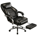 Furnny 616B Executive Leather Office Chair with Adjustable Lumbar and Footrest