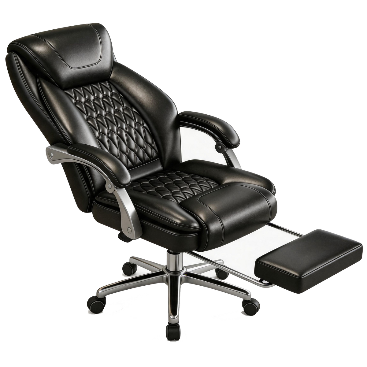 Furnny 616B Executive Leather Office Chair with Adjustable Lumbar and Footrest
