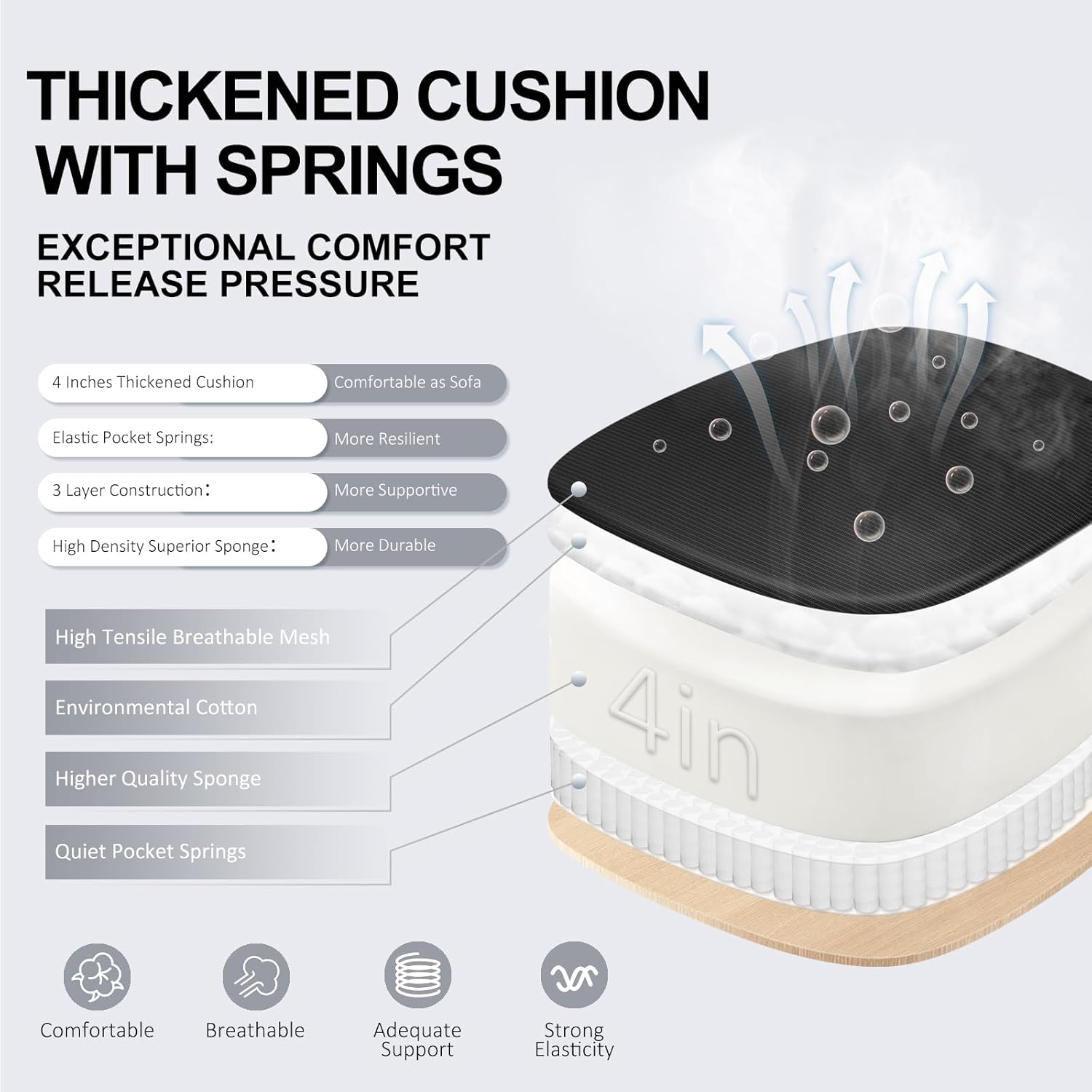 Furnny Ergonomic Office Chair,Ultra Thick Office Desk Chair with Adjustable Lumbar Support and Headrest