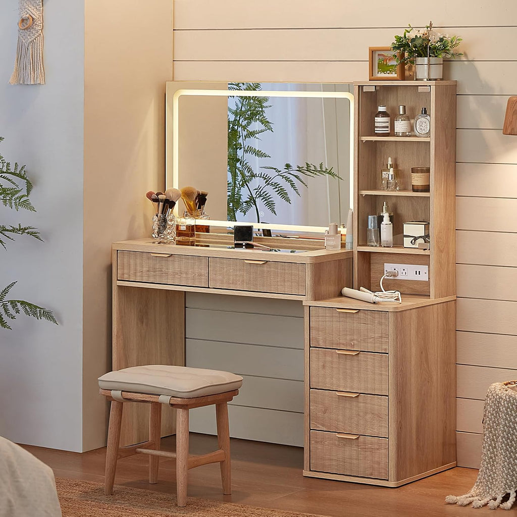 Furnny VSC1 SmartLEDMirror Makeup Vanity  with EU ChargingPorts/GlassTop/Cabinet