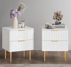 Furnny SWV wavy Design Beside Table Night Stand with 2 Drawers and Gold Legs