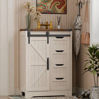 Furnny Farmhouse Bathroom Cabinet with Sliding Door & 4 Drawers
