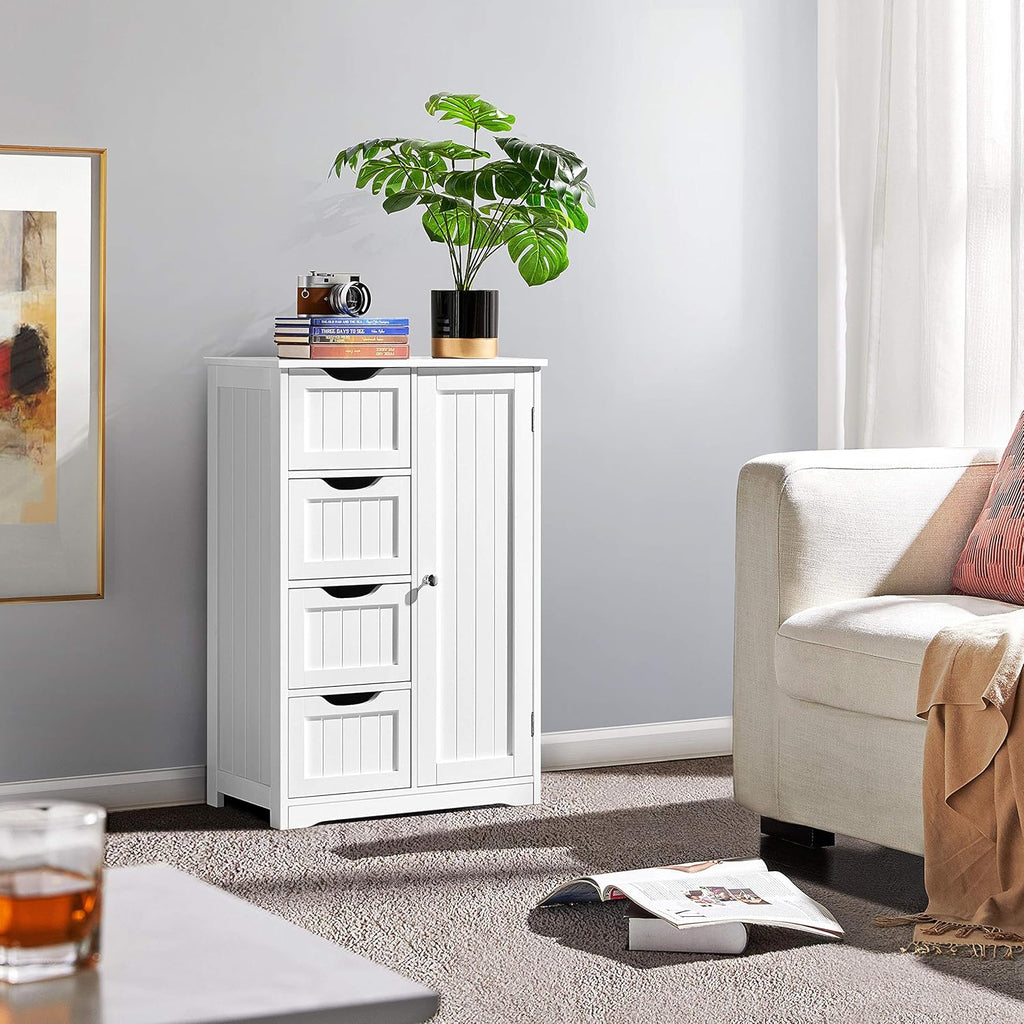 Furnny White Storage Cabinets with 4 Drawer Storage Office Bathroom Cabinet