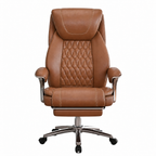 Furnny 616B Executive Leather Office Chair with Adjustable Lumbar and Footrest