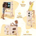 Furnny 3-in-1 Toddler Kitchen Helper, Learning Tower with Blackboard