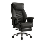 Furnny 616A Executive Leather Office Chair Adjustable Lumbar/Armrest and Footrest
