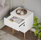 Furnny SWV wavy Design Beside Table Night Stand with 2 Drawers and Gold Legs