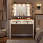 Furnny Small Vanity Desk with Mirror and Lights, Makeup Vanity with Storage Drawer