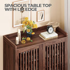 Furnny Walnut Slatted Door Shoe Cabinet 5/6-Tier Shoe Storage Shoe Rack