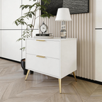 Furnny WD Modern 2 Drawer Bedside Table Nightstand with Gold Metal Legs