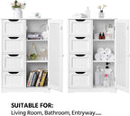 Furnny White Storage Cabinets with 4 Drawer Storage Office Bathroom Cabinet