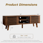 Furnny Walnut Slatted Door TV Stand Storage/Sliding Door/Adjustable Shelves