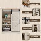 Furnny Farmhouse Bathroom Cabinet with Sliding Door & 4 Drawers