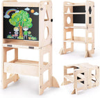 Furnny 3-in-1 Toddler Kitchen Helper, Learning Tower with Blackboard