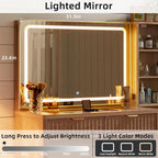Furnny VSC1 SmartLEDMirror Makeup Vanity  with EU ChargingPorts/GlassTop/Cabinet