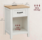 Furnny FSS2 Farmhouse Nightstands with Charging Station Beside Tables with Open storage