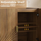 Furnny Walnut Wood Grain Cabinet Wood Storage Cabinet with Adjustable Shelf