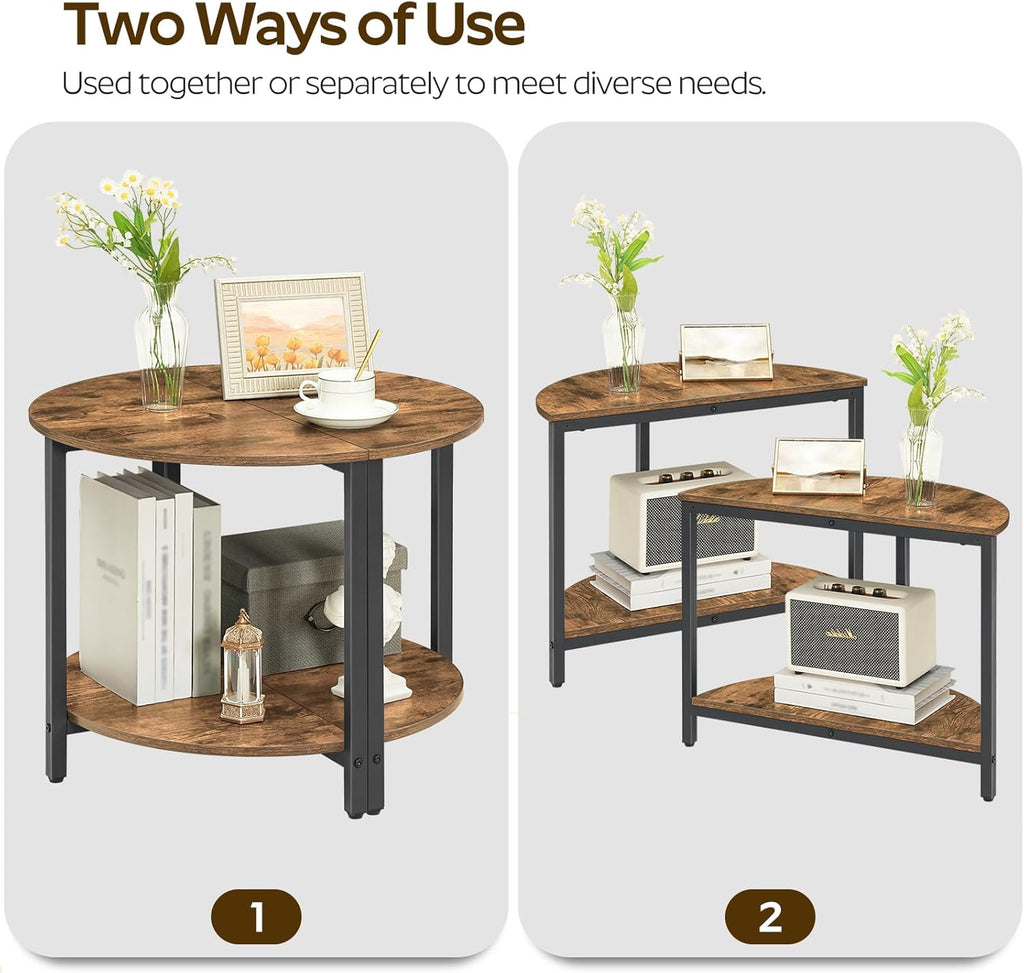 Furnny 23.6" Half Round Coffee Tables Set of 2