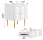 Furnny SWV wavy Design Beside Table Night Stand with 2 Drawers and Gold Legs