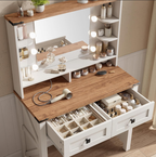 Furnny Small Vanity Desk with Mirror and Lights, Makeup Vanity with Storage Drawer