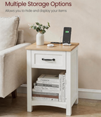 Furnny FSS2 Farmhouse Nightstands with Charging Station Beside Tables with Open storage