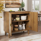 Furnny Walnut Wood Grain Cabinet Wood Storage Cabinet with Adjustable Shelf