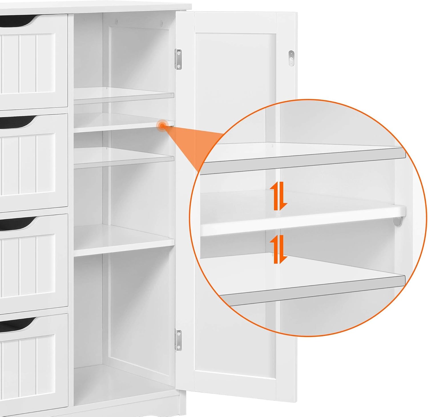 Furnny White Storage Cabinets with 4 Drawer Storage Office Bathroom Cabinet